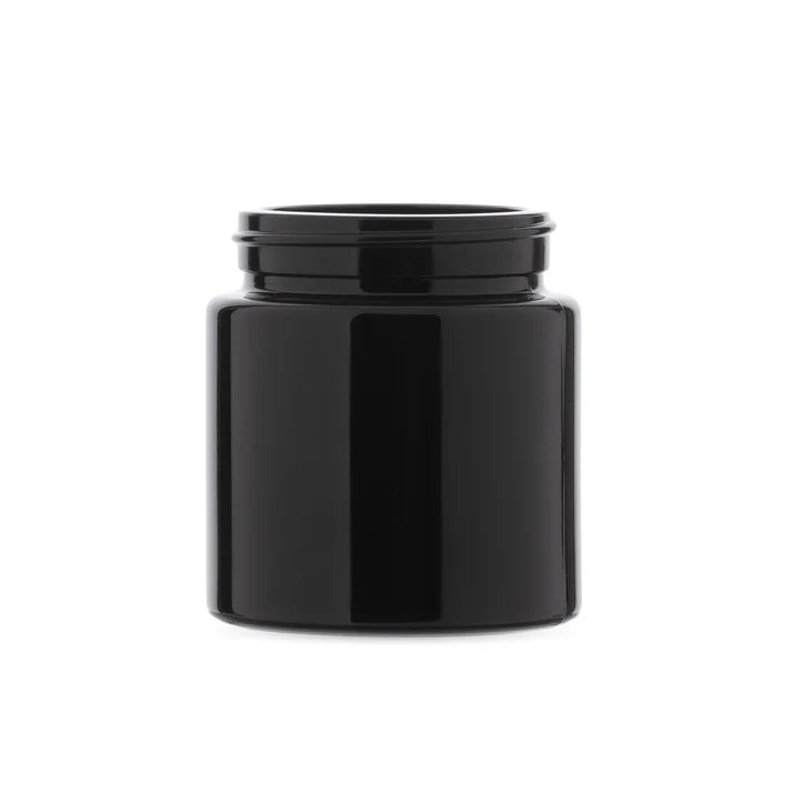 4oz black opaque glass jar for cannabis flower with light-protective design