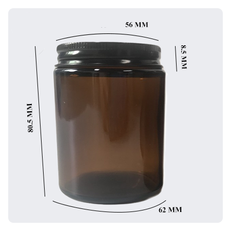 6oz Straight Sided Dark Brown Glass Jars With Black Caps