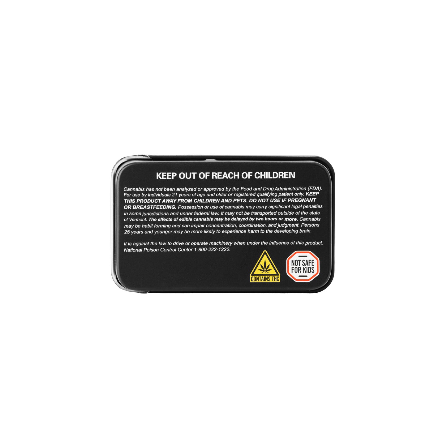 80mm Black Slide Tin – Child-Resistant Pre-Roll Box with 5 Dividers & Warning Label