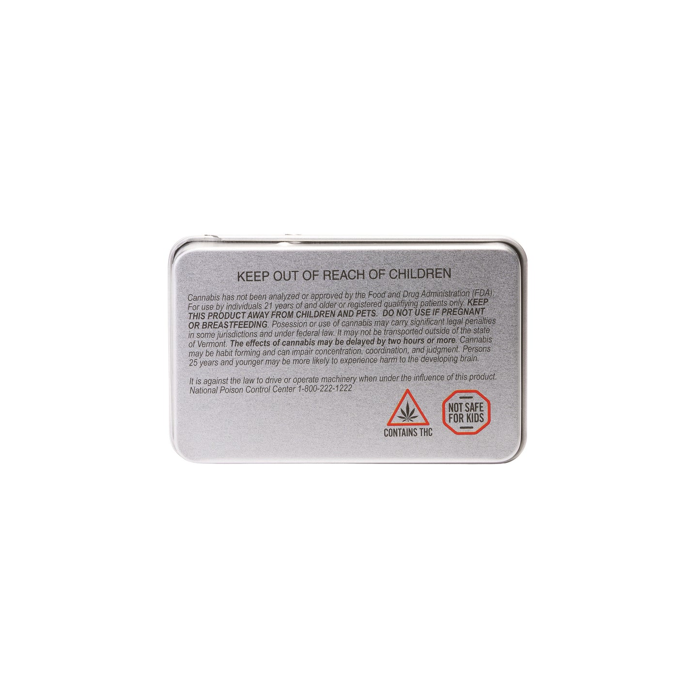 95mm Silver Slide Tin – Child-Resistant Pre-Roll Box with 5 Dividers & Warning Label