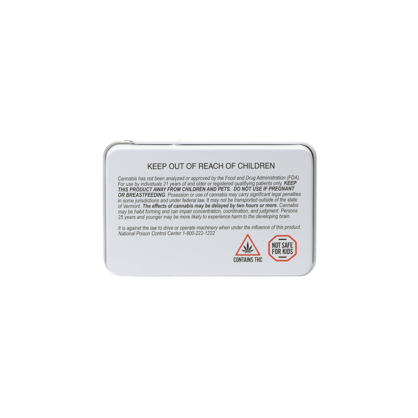 95mm White Slide Tin – Child-Resistant Pre-Roll Box with 5 Dividers & Warning Label