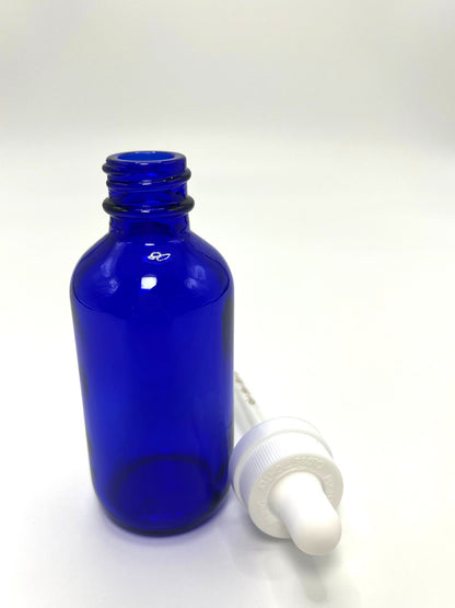 2 oz Cobalt Blue Boston Round Bottle with Graduated CR Glass Dropper