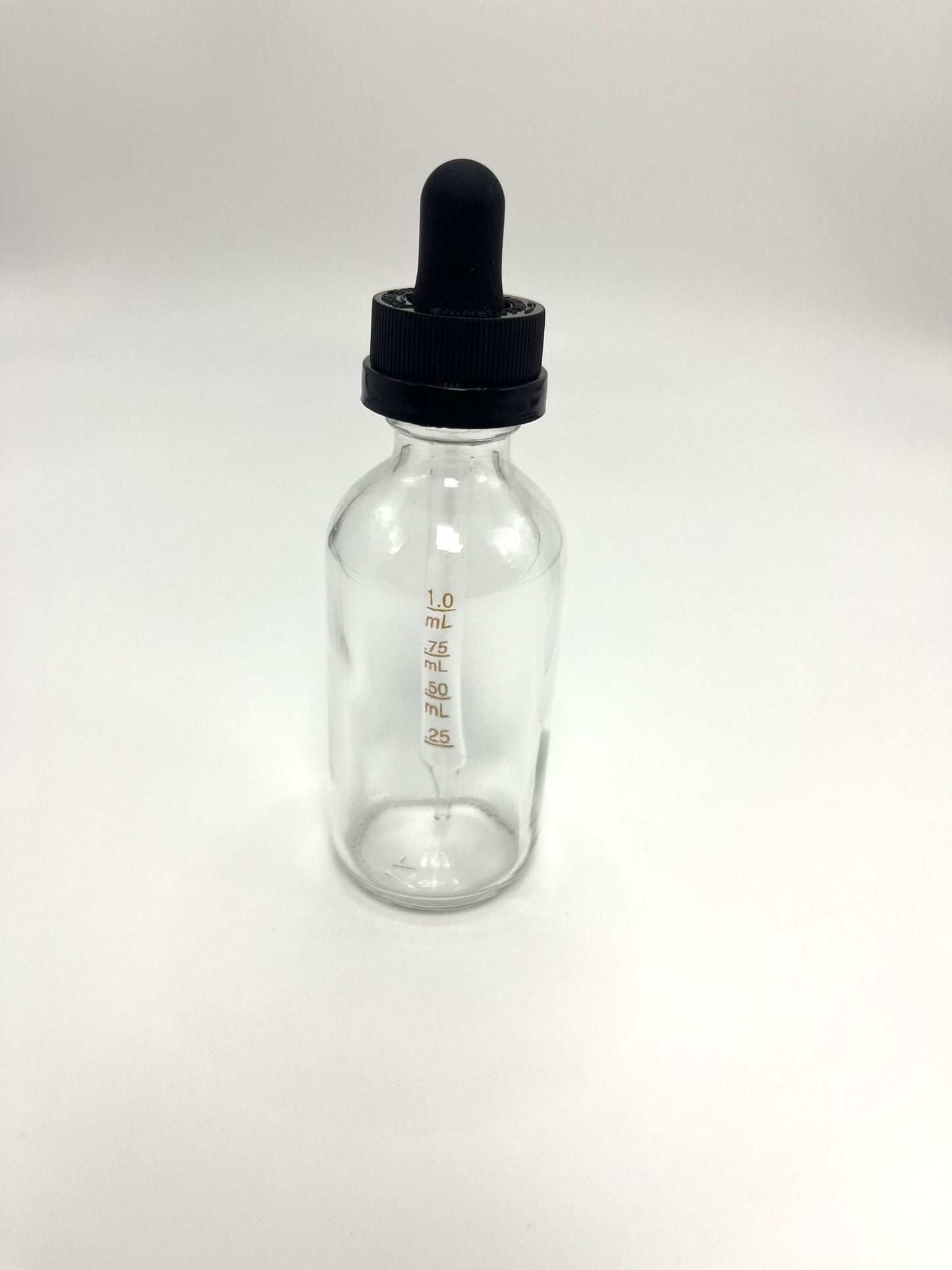 1 oz Clear Boston Round Bottle with Graduated CR Glass Dropper