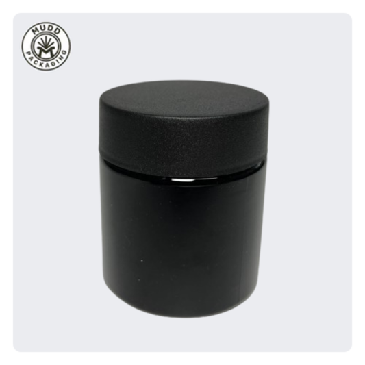 Straight Sided Black opaque Glass Jars Without Lid 4oz Cap Utilized 53-400