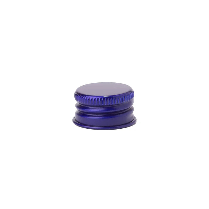 Blue 20-415 aluminum metal cap with threaded PE insert for cannabis packaging