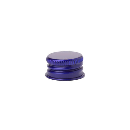 Blue 20-415 aluminum metal cap with threaded PE insert for cannabis packaging