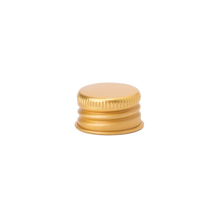 Gold 20-415 aluminum cap with PE insert for premium cannabis packaging