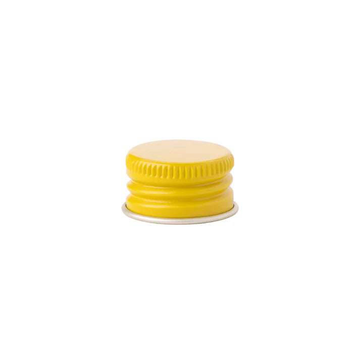 Yellow 20-415 aluminum closure cap for glass tube containers