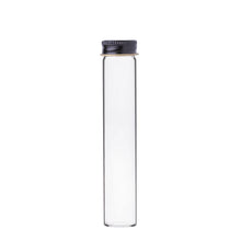 22-415 clear glass pre-roll tube with black metal screw cap for single pre-roll packaging