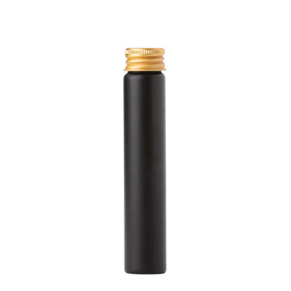 22x116mm black glass pre-roll tube with gold metal cap