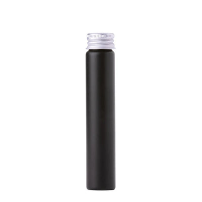 22x116mm black glass pre-roll tube with silver metal cap