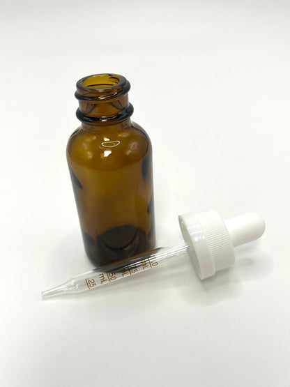1 oz Amber Boston Round Bottle with Graduated CR Glass Dropper