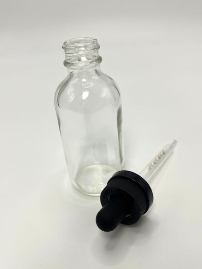 2 oz Clear Boston Round Bottle with Graduated CR Glass Dropper