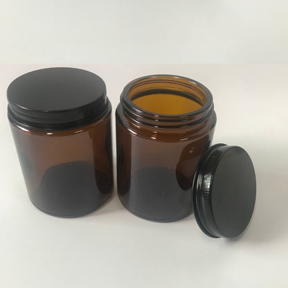 6oz Straight Sided Dark Brown Glass Jars With Black Caps