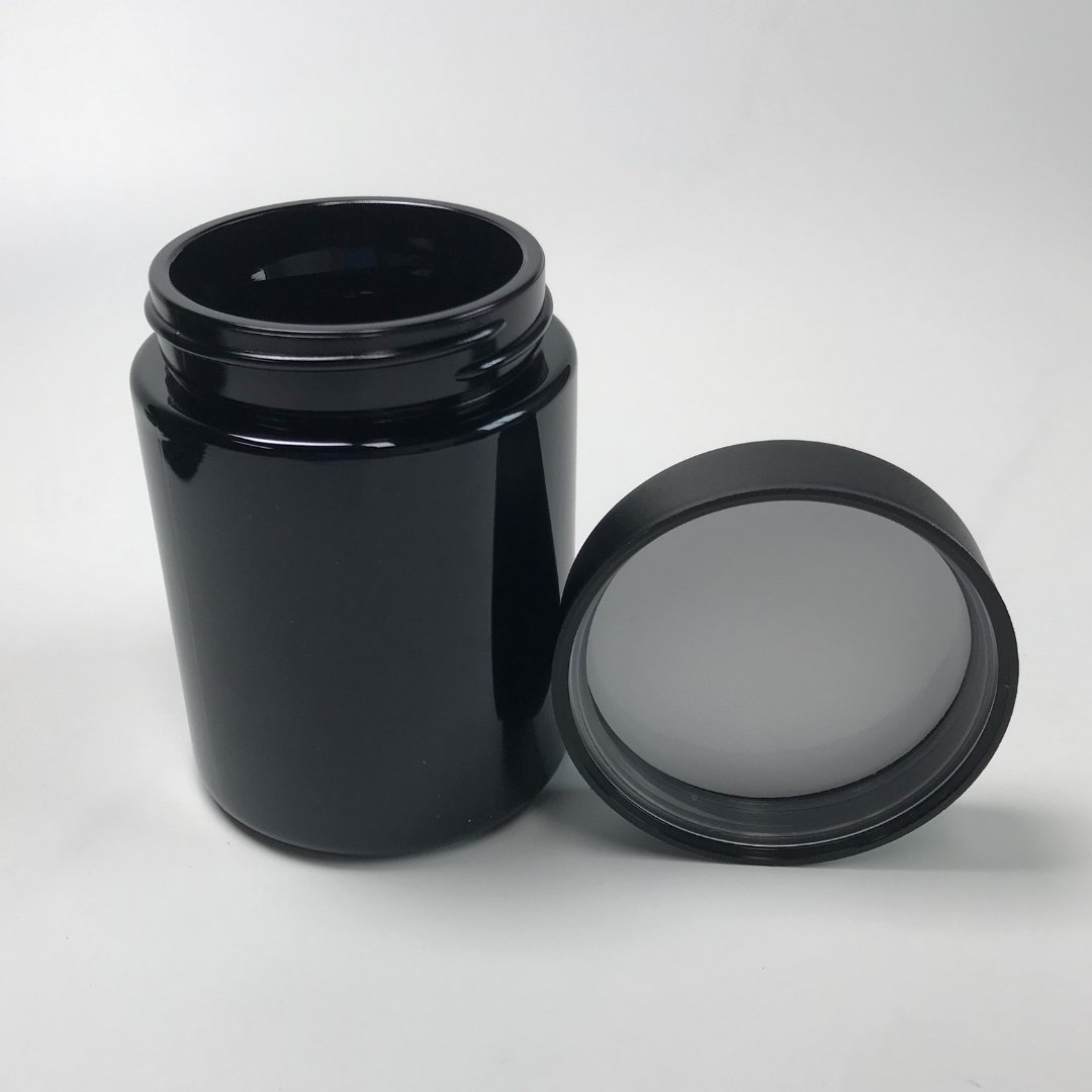 Straight Sided Black opaque Glass Jars 4oz