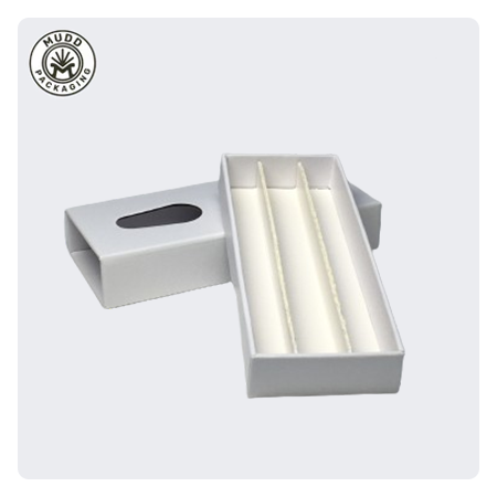 Cardboard Push-Pack for 3 Prerolls (White with Dividers)