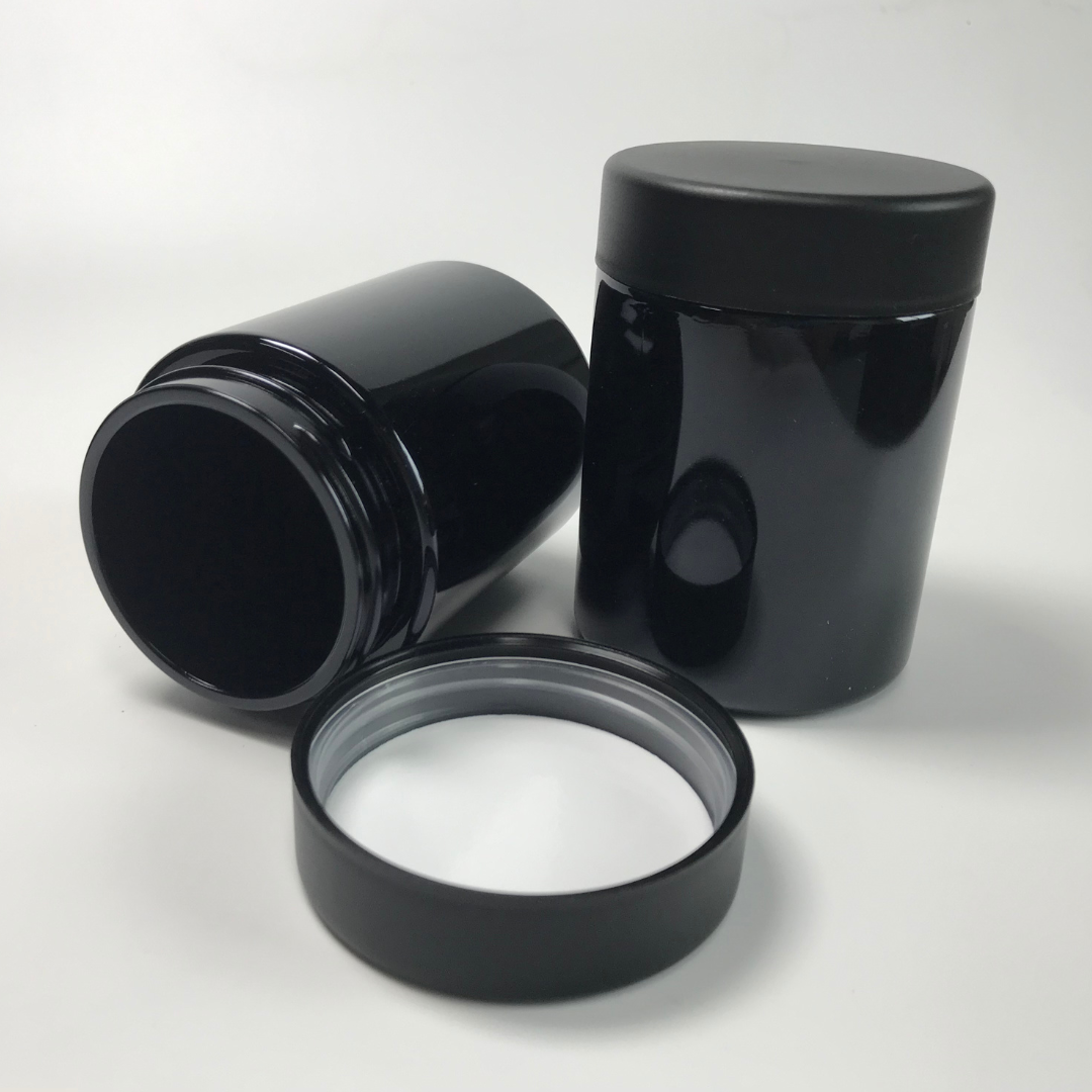 Straight Sided Black opaque Glass Jars 4oz