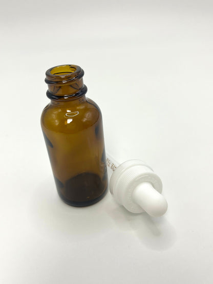 1 oz Amber Boston Round Bottle with Graduated CR Glass Dropper