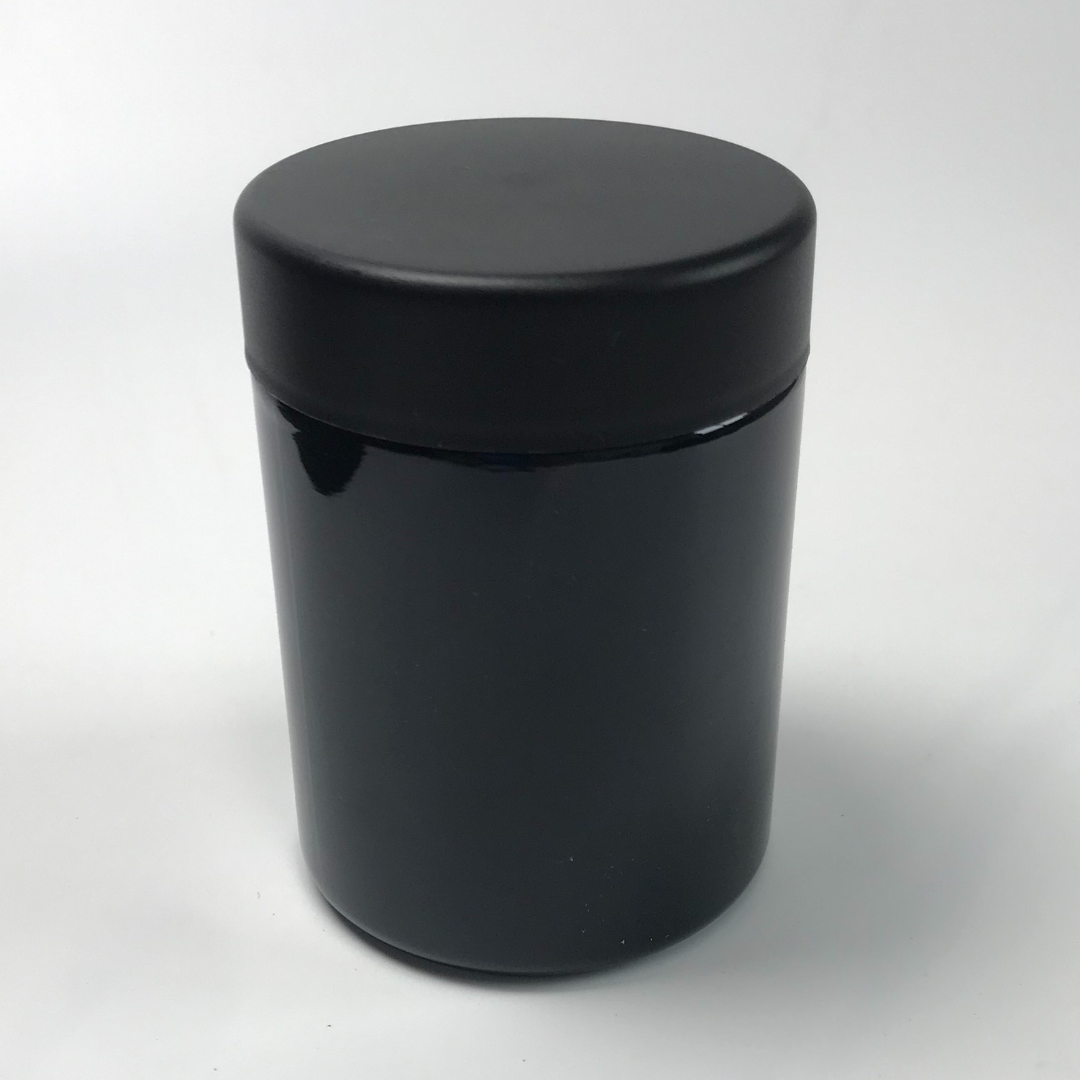 Straight Sided Black opaque Glass Jars 4oz