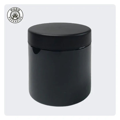 4oz black opaque glass jar with 50-400 child-resistant cap for cannabis packaging