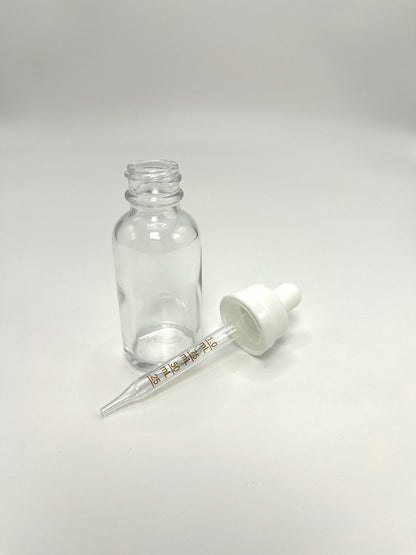 1 oz Clear Boston Round Bottle with Graduated CR Glass Dropper