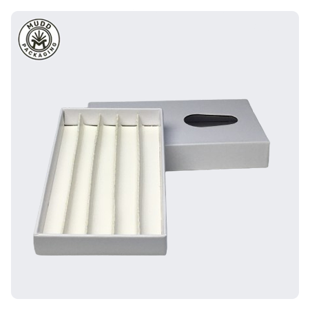 Cardboard Push-Pack for 5 Prerolls (White with Dividers)