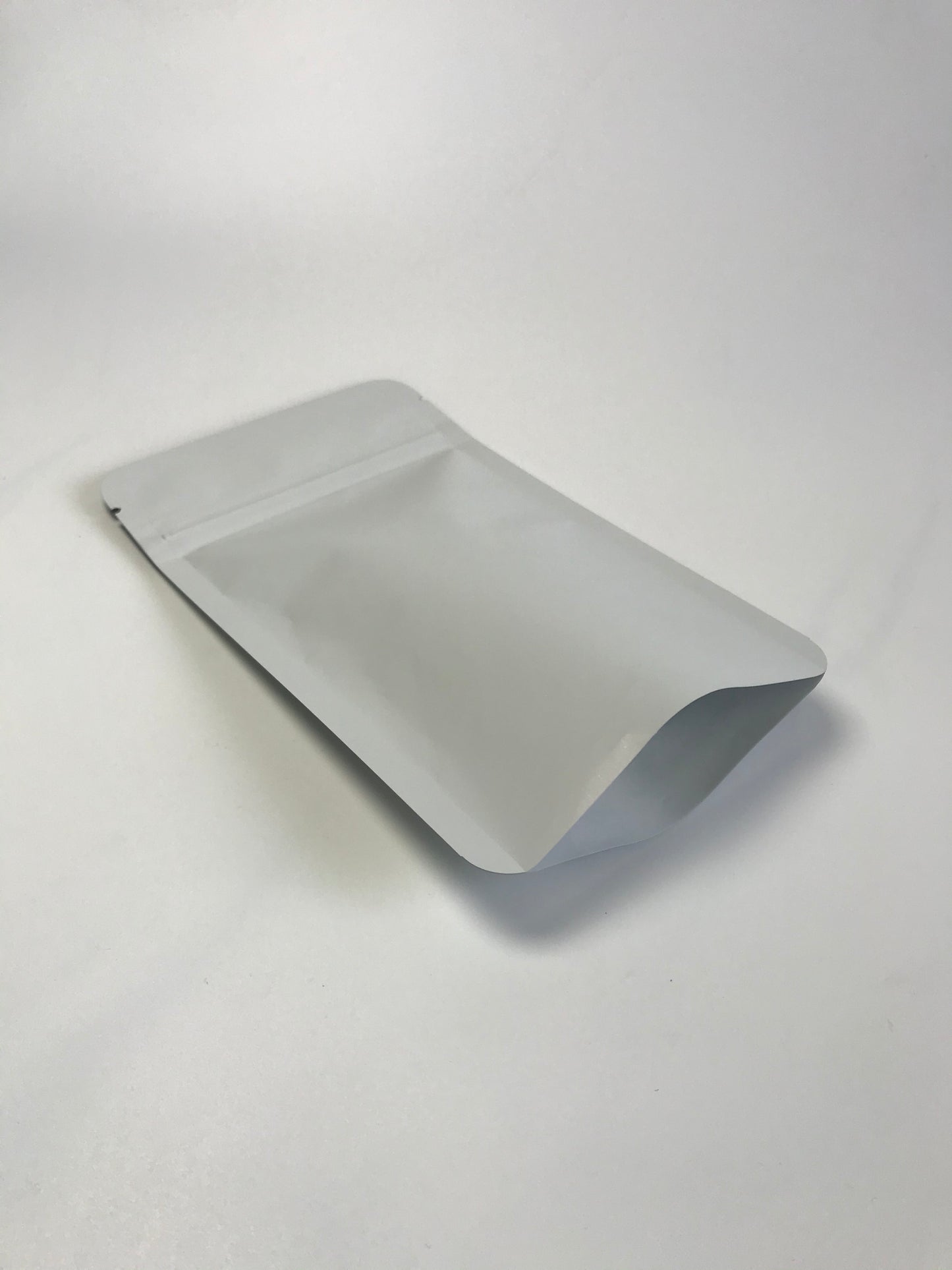 1/4oz Compostable Matte Light Grey PCR Mylar Flat Bags with Tear Notch