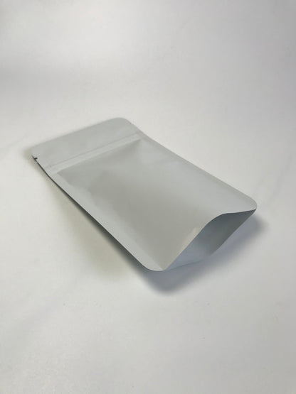 1/4oz Compostable Matte Light Grey PCR Mylar Flat Bags with Tear Notch