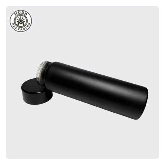 Pre roll glass tube in black coating with black CR lid