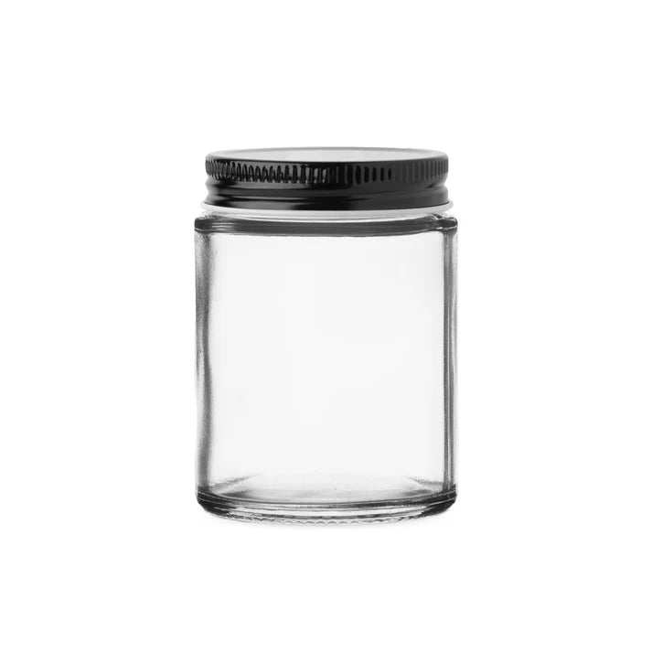 6oz transparent glass jar with metal cap for premium product display