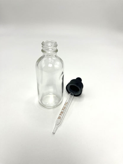 2 oz Clear Boston Round Bottle with Graduated CR Glass Dropper
