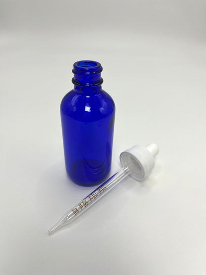 2 oz Cobalt Blue Boston Round Bottle with Graduated CR Glass Dropper