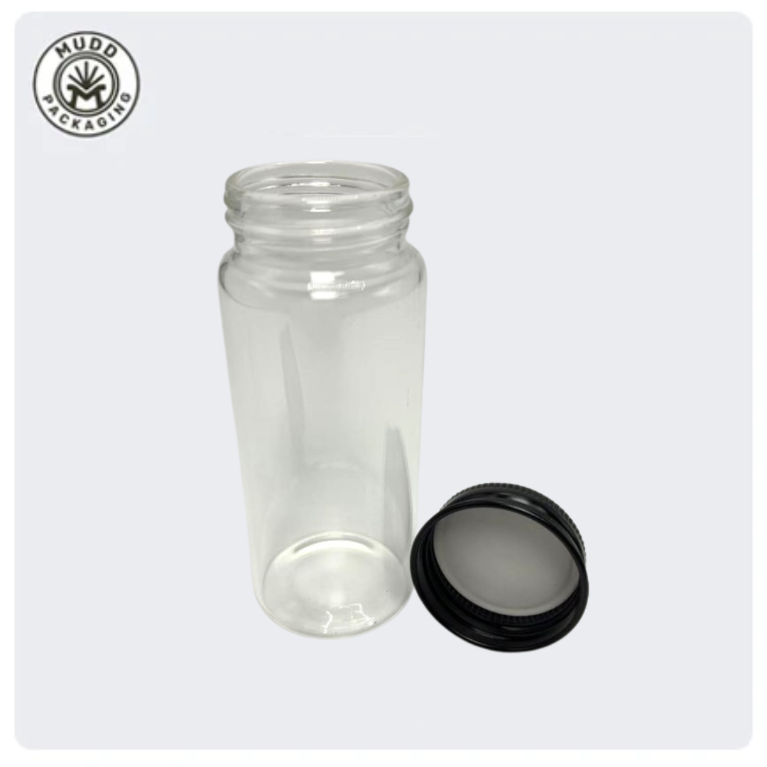 37x90mm Clear Glass Tube with Child Resistant or Metal Cap