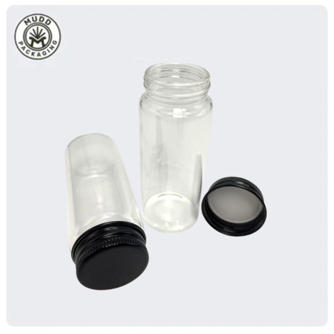 37x90mm Clear Glass Tube with Child Resistant or Metal Cap