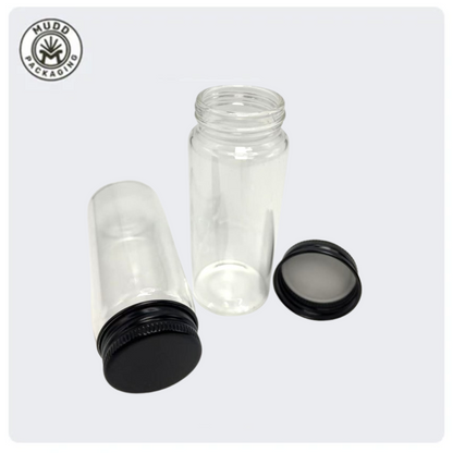 37x90mm Clear Glass Tube with Child Resistant or Metal Cap
