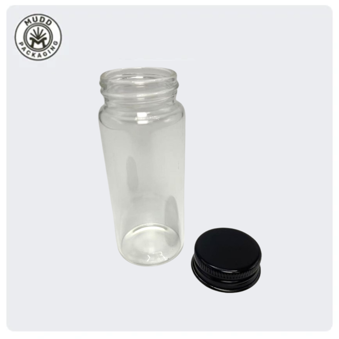 37x90mm Clear Glass Tube with Child Resistant or Metal Cap