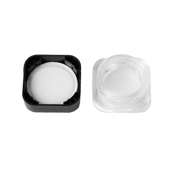 9mL clear glass jar with snap-on black cap for cannabis concentrates