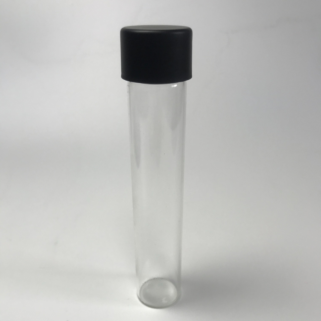 22*116mm Clear Glass Tubes with Black Child Resistant Cap