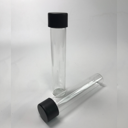 22*116mm Clear Glass Tubes with Black Child Resistant Cap