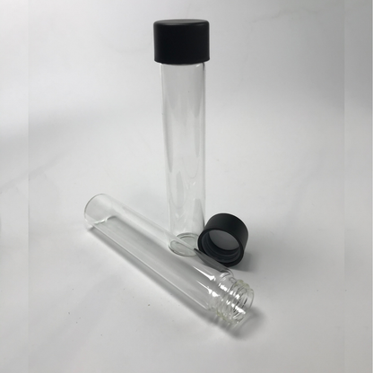 22*116mm Clear Glass Tubes with Black Child Resistant Cap