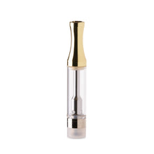 Glass Vape Cartridge with Gold Metal Mouthpiece | 1.0mL - Screwed Mouthpiece
