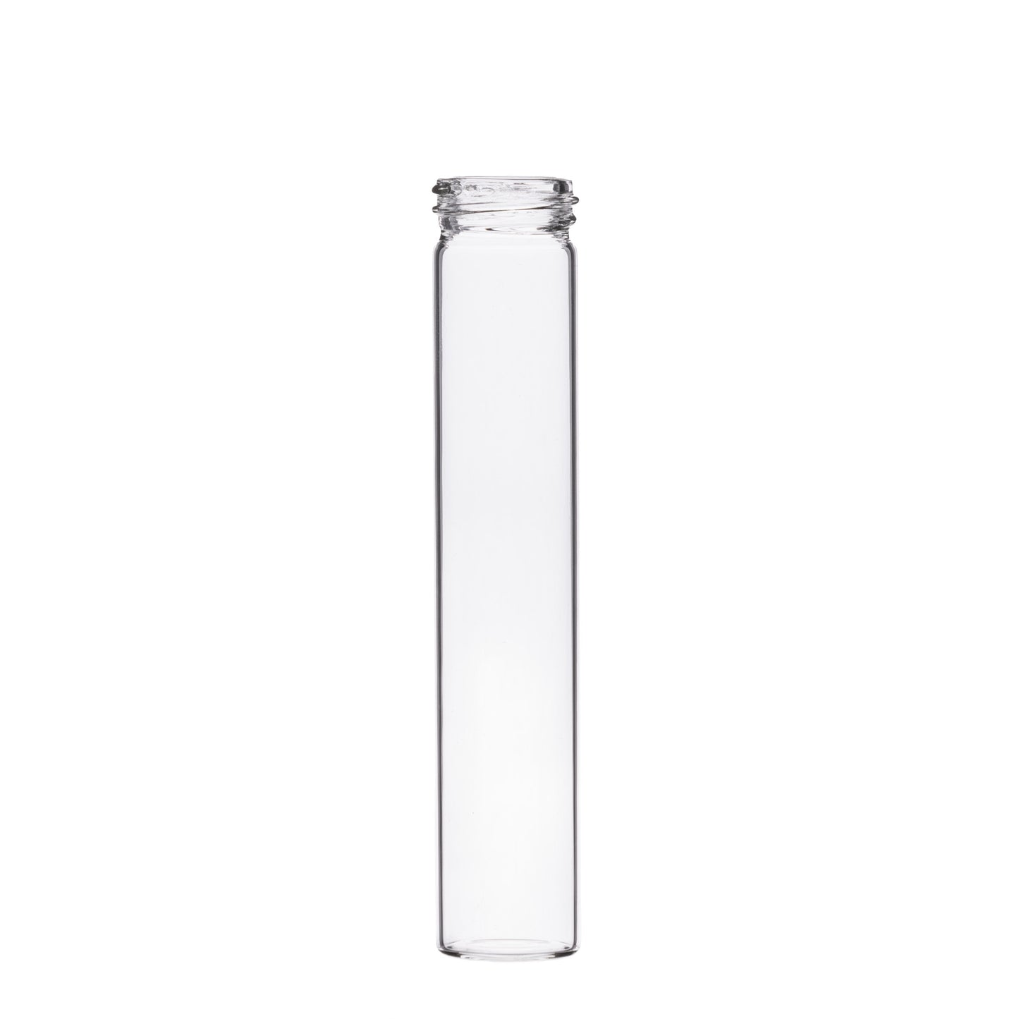 22x116mm Clear Wide Mouth Glass Tube with Black Metal Cap (300/case)