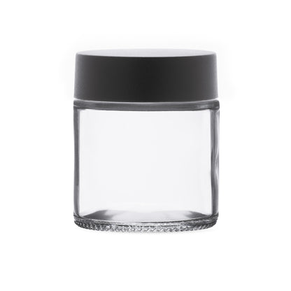 4oz Transparent Glass Jar with Child Resistant Cap (Roomier Fit)