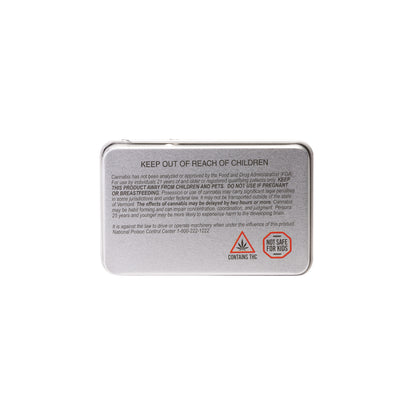 95mm Silver Slide Tin – Child-Resistant Pre-Roll Box with 5 Dividers & Warning Label