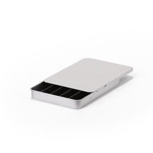 112mm Silver Slide Tin – Child-Resistant Pre-Roll Box (with Warning Label)