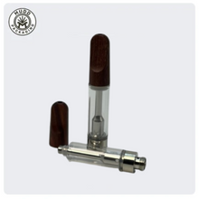 Glass Vape Cartridge with Wood Mouthpiece | 1.0mL - Screwed Mouthpiece