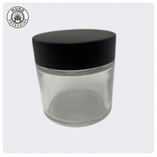 6oz Transparent Glass Jar with Black Child Resistant Cap