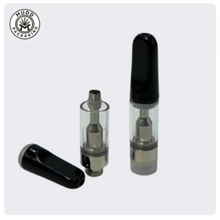 Glass Vape Cartridge with Black Ceramic Mouthpiece | 0.5mL - Screw-On Structure