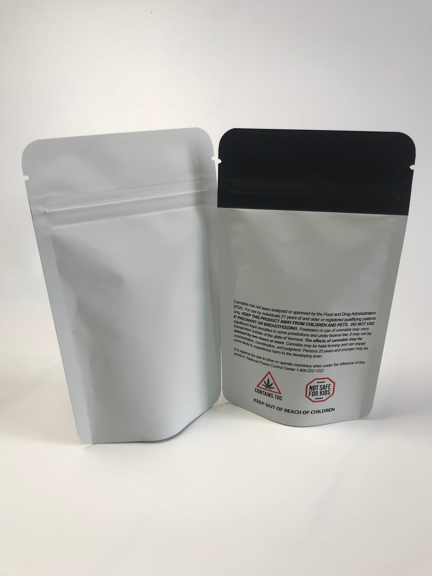 1/4oz Compostable Matte Light Grey PCR Mylar Flat Bags with Tear Notch