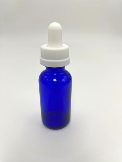 1 oz Cobalt Blue Boston Round Bottle with Graduated CR Glass Dropper